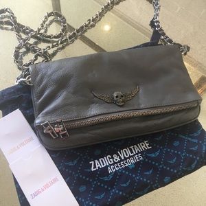 Zadig et Voltaire gray leather crossbody bag
